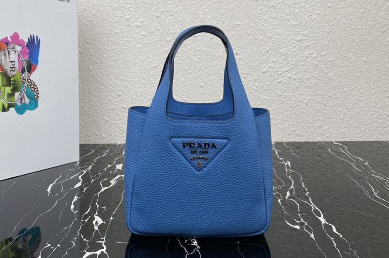 Prada 1BA349 Leather mini bag in Blue Togo Leather