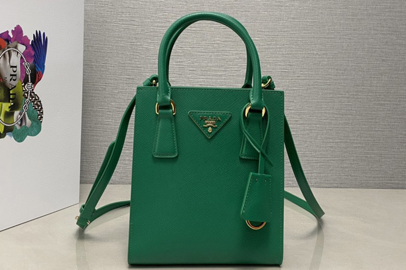 Prada 1BA358 Saffiano leather handbag in Green Leather