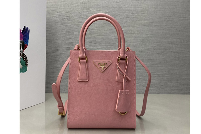 Prada 1BA358 Saffiano leather handbag in Pink Leather