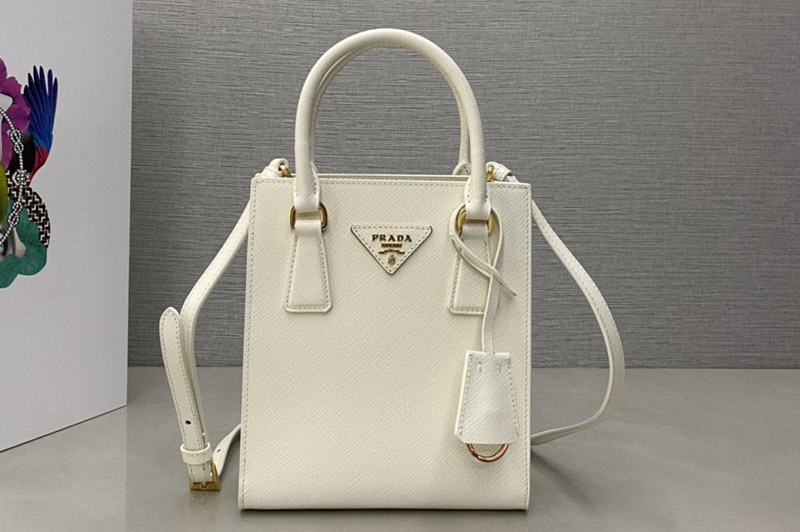 Prada 1BA358 Saffiano leather handbag in White Leather