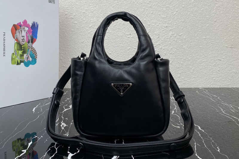 Prada 1BA359 Small padded Prada Soft nappa-leather bag in Black Leather