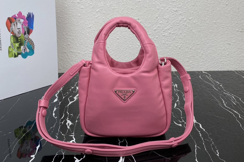 Prada 1BA359 Small padded Prada Soft nappa-leather bag in Pink Leather