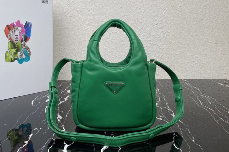 Prada 1BA359 Small padded Prada Soft nappa-leather bag in Green Leather
