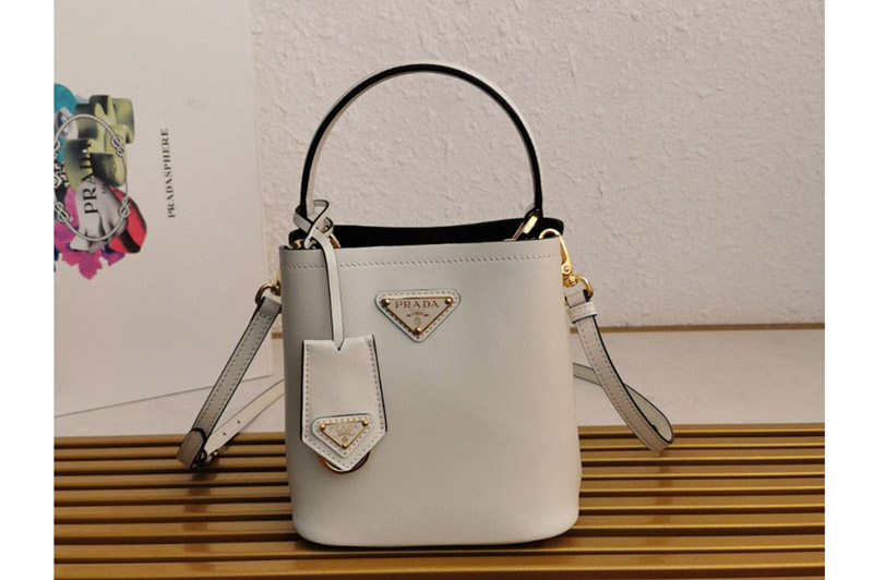 Prada 1BA373 Prada Panier Saffiano leather mini-bag in White Leather