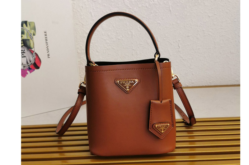 Prada 1BA373 Prada Panier Saffiano leather mini-bag in Brown Leather
