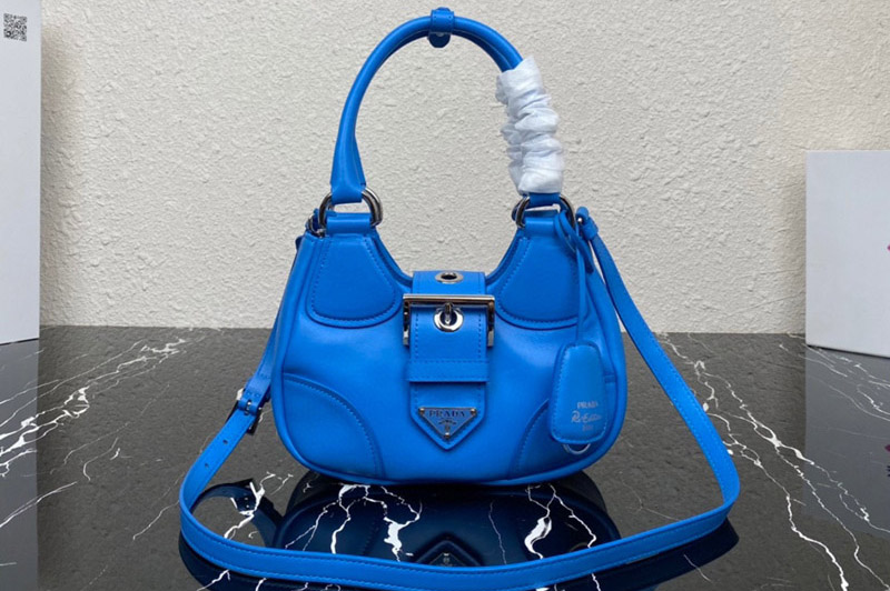 Prada 1BA381 Prada Moon padded nappa-leather bag in Blue Leather