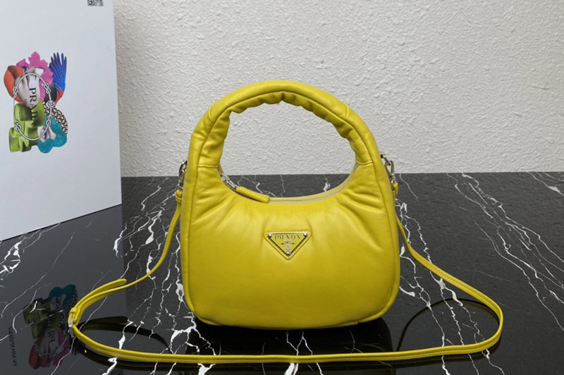 Prada 1BA384 Prada Soft padded nappa leather mini-bag in Yellow Leather