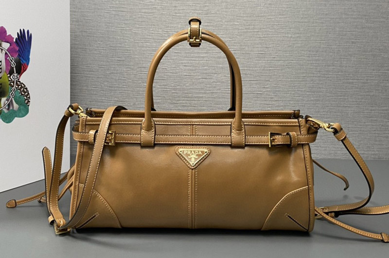 Prada 1BA426 Medium leather handbag in Tan Leather