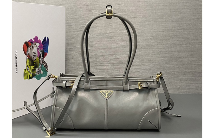 Prada 1BA426 Medium leather handbag in Gray Leather