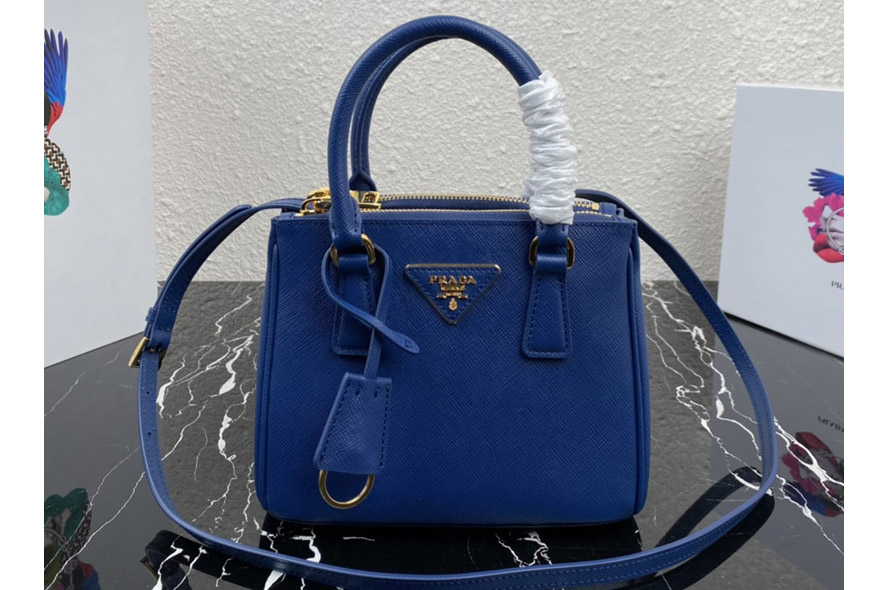 Prada 1BA906 Prada Galleria Saffiano leather mini-bag in Blue Leather