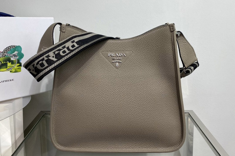 Prada 1BC073 Leather hobo bag in Gray Leather