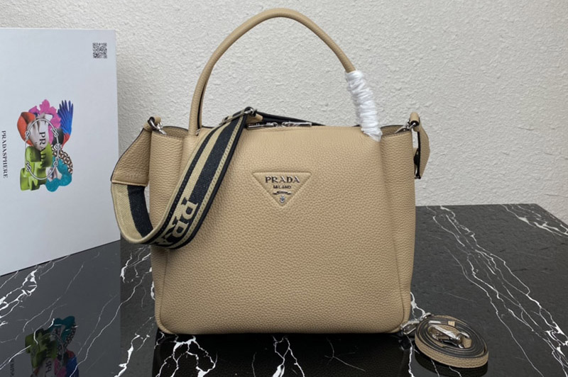 Prada 1BC170 Large leather handbag in Apricot Leather