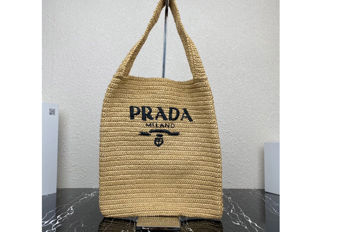 Prada 1BC182 Crochet tote bag in Natural Straw/wicker