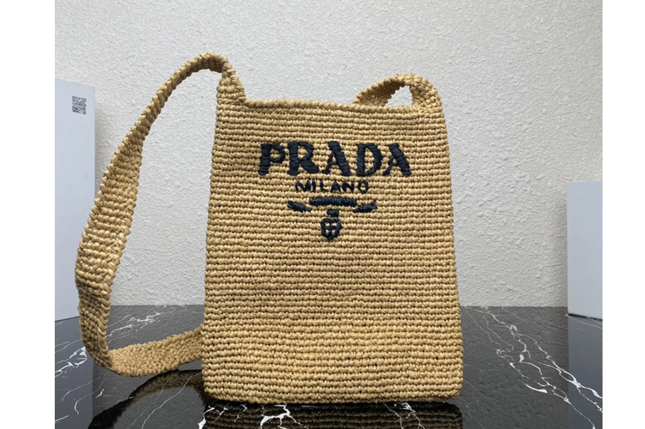 Prada 1BC184 Crochet bag in Natural Straw/wicker