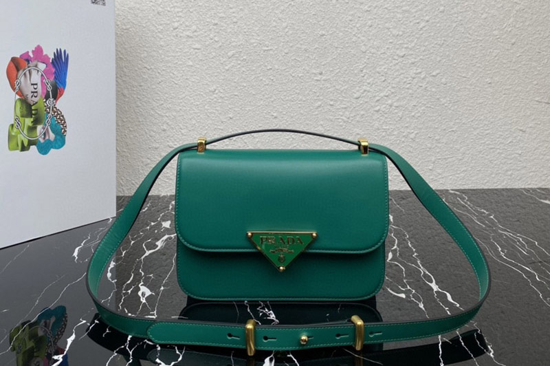 Prada 1BD320 Prada Embleme Saffiano shoulder bag in Green Leather