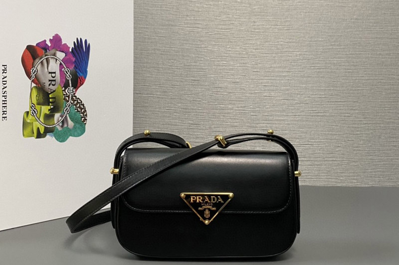 Prada 1BD339 Prada Embleme Saffiano shoulder bag in Black Leather
