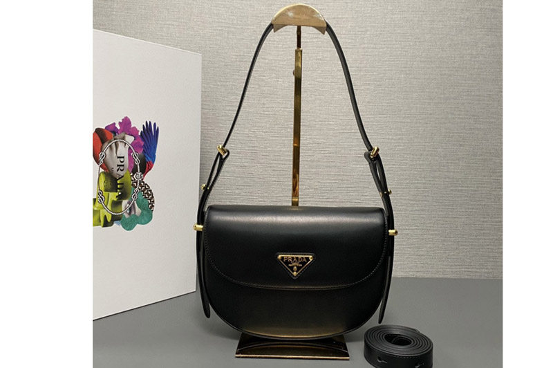 Prada 1BD365 Prada Arque leather shoulder bag in Black Leather