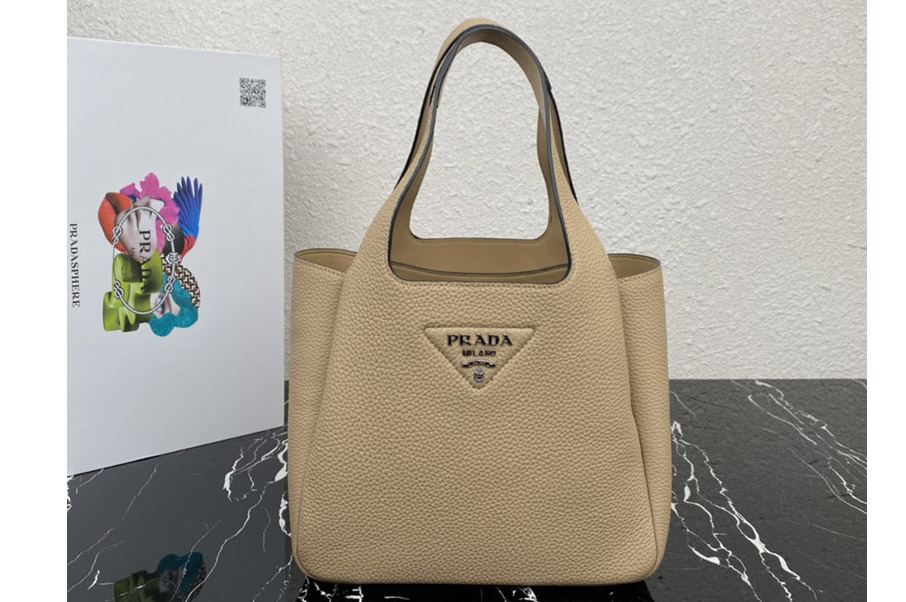 Prada 1BG335 Medium leather tote Bag in Brown Leather