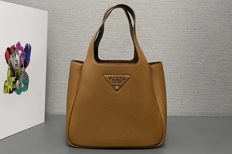 Prada 1BG335 Medium leather tote Bag in Caramel Leather