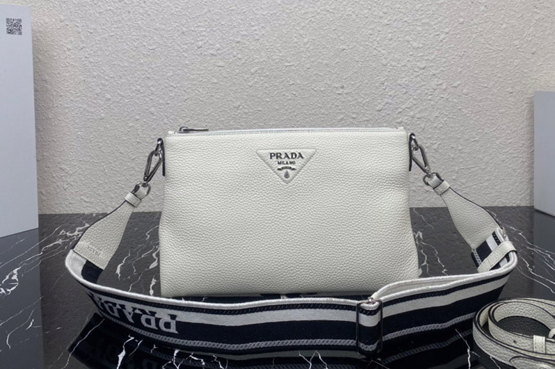 Prada 1BH050 Leather shoulder bag in White Leather