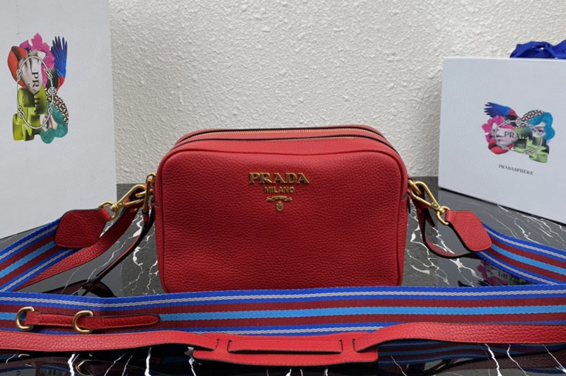 Prada 1BH082 Medium leather bag in Red Leather