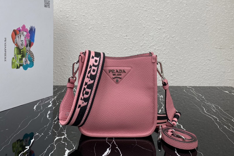 Prada 1BH191 Leather mini shoulder bag in Pink Leather