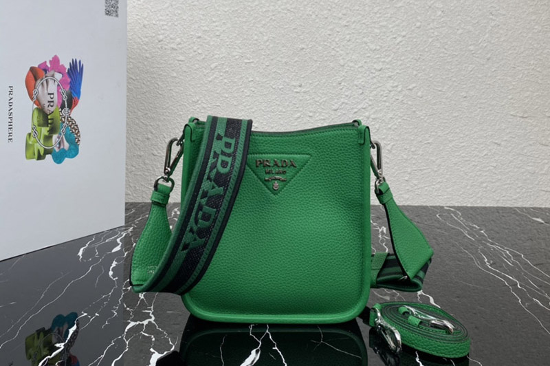 Prada 1BH191 Leather mini shoulder bag in Green Leather