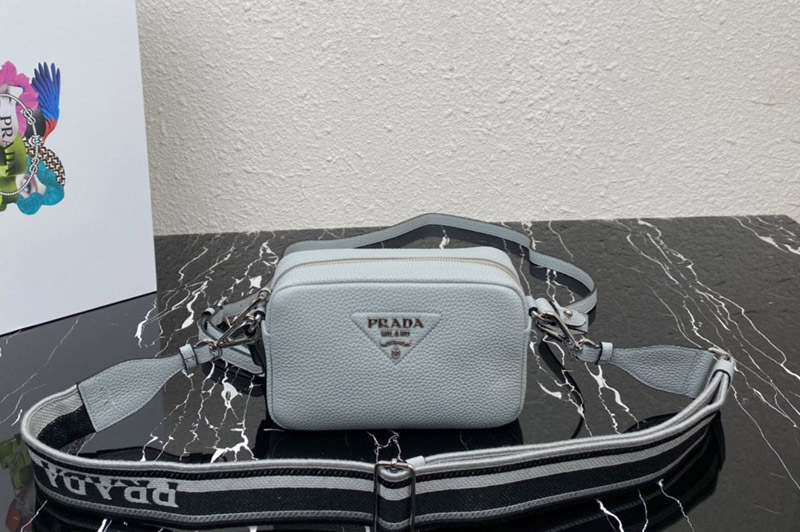 Prada 1BH192 Small leather bag in Light Blue Leather