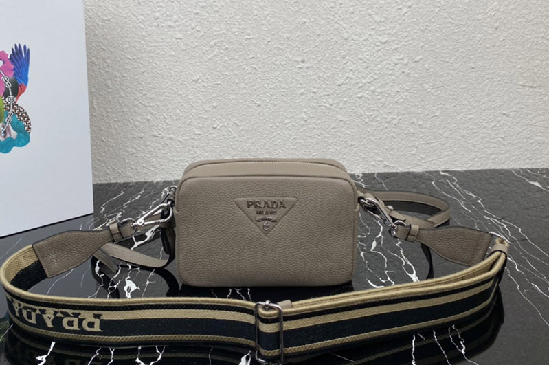 Prada 1BH192 Small leather bag in Khaki Leather