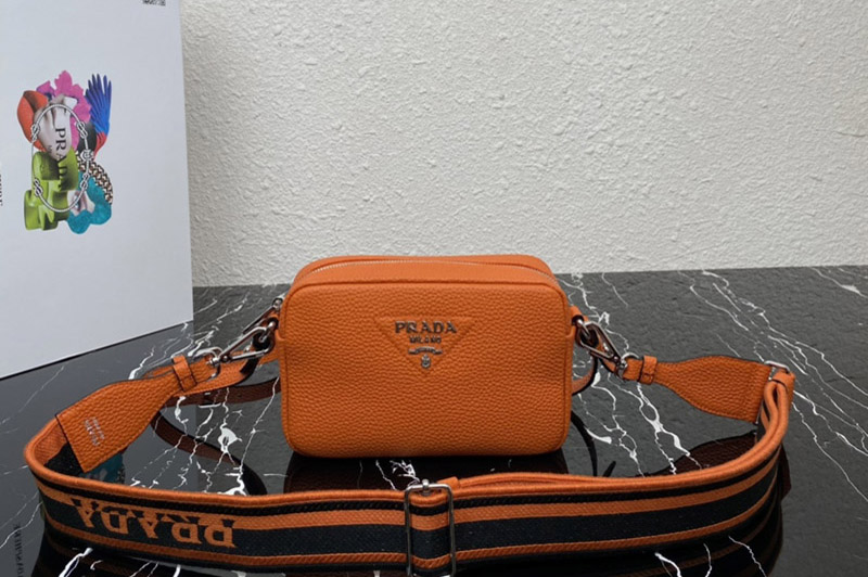 Prada 1BH192 Small leather bag in Orange Leather