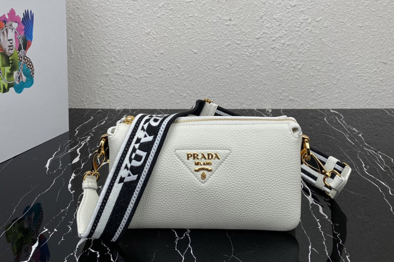 Prada 1BH194 Leather shoulder bag in White Leather