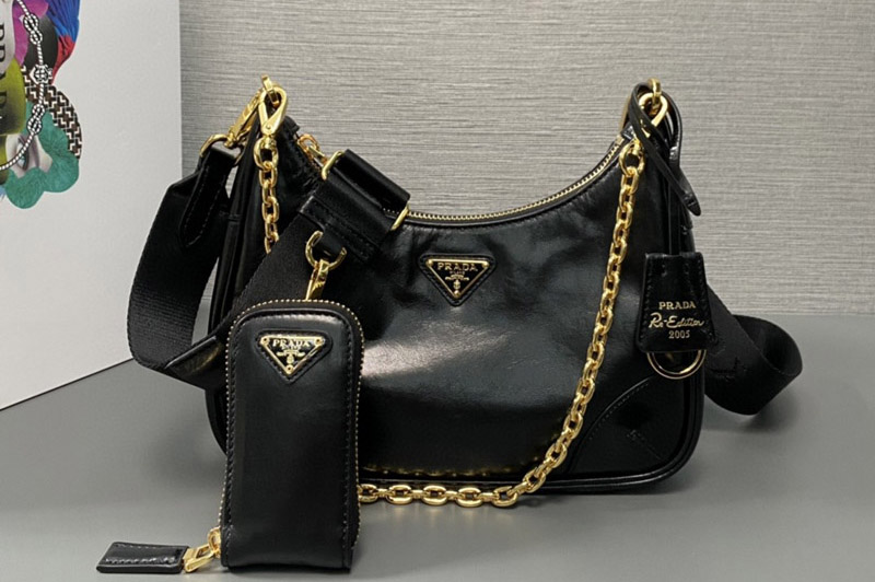 Prada 1BH204 Prada Re-Edition 2005 leather bag in Black Leather