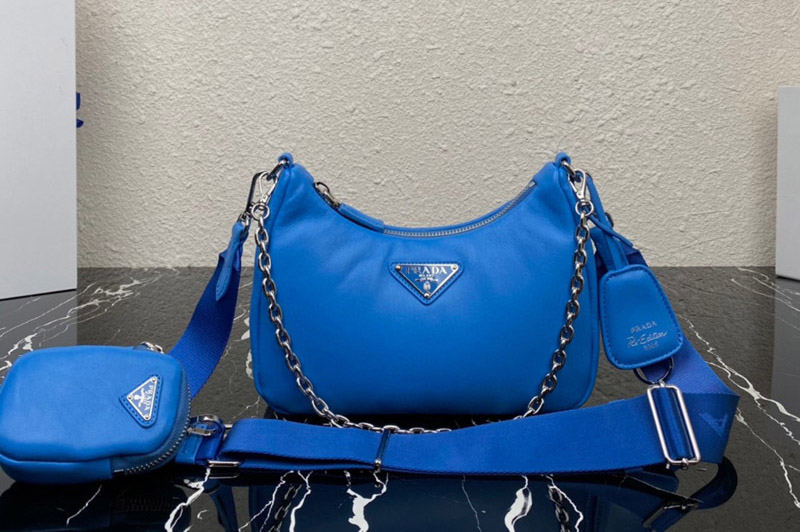 Prada 1BH204 Prada Re-Edition 2005 Soft leather bag in Blue Leather