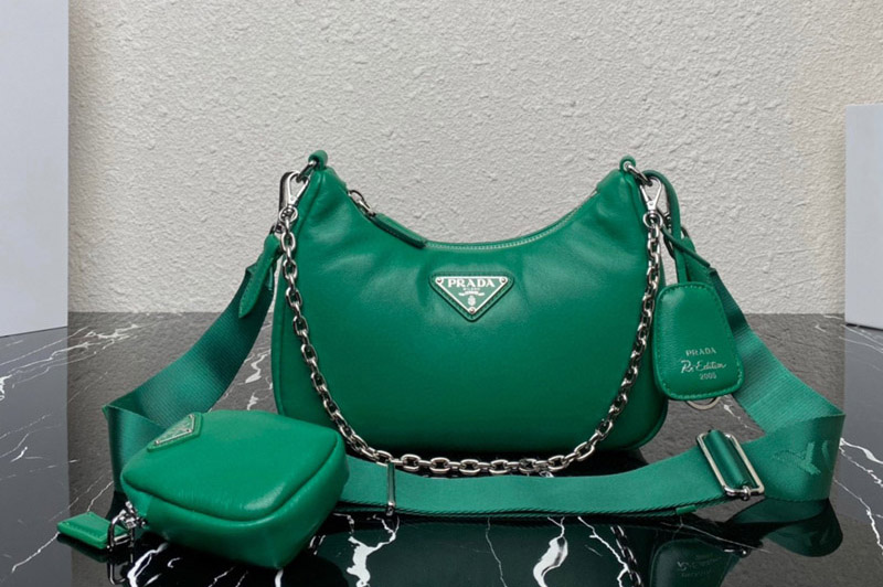 Prada 1BH204 Prada Re-Edition 2005 Soft leather bag in Green Leather