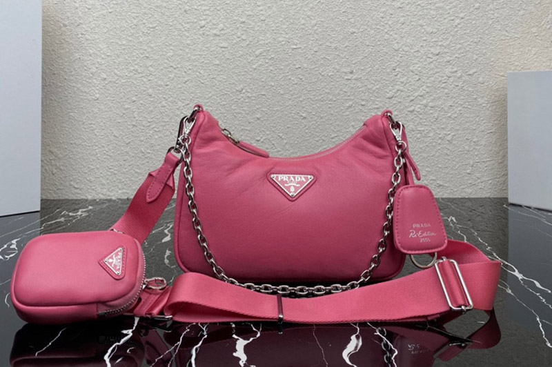 Prada 1BH204 Prada Re-Edition 2005 Soft leather bag in Pink Leather