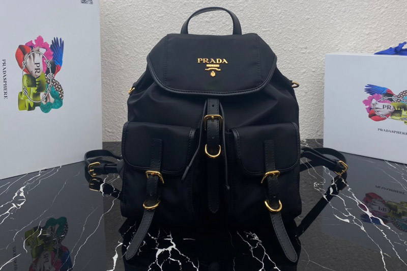 Prada 1BZ677 Small Re-Nylon backpack in Black Nylon