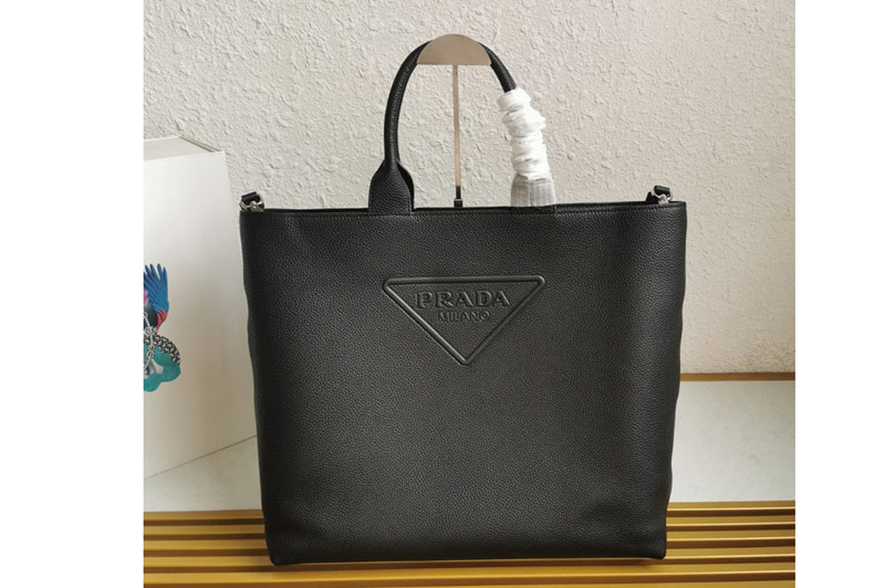 Prada 2VG109 Leather tote Bag in Black Leather