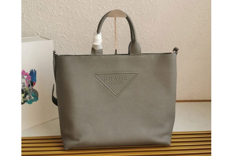 Prada 2VG109 Leather tote Bag in Gray Leather