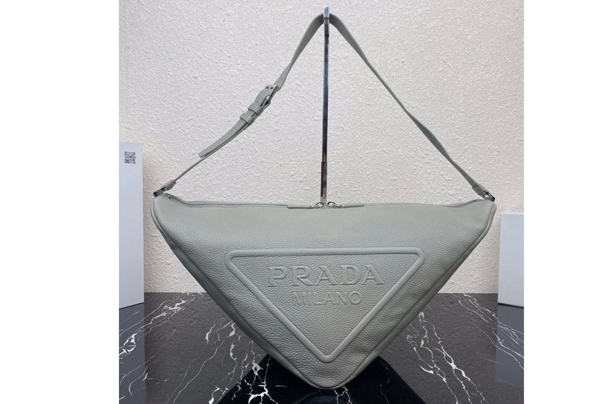 Prada 2VY007 Large leather Prada Triangle bag in Grey Leather
