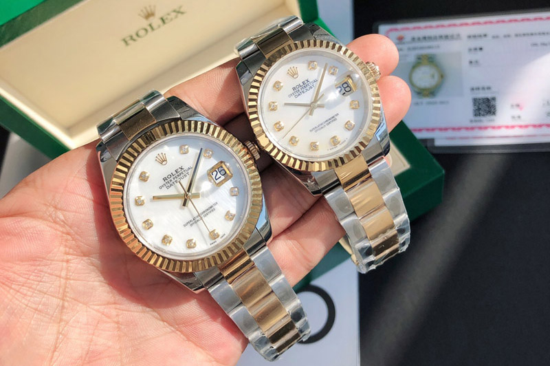 Rolex DateJust 36/41mm 126333 1:1 Best Edition SS/YG Gold Wrapped White Dial Diamond Marker on Oyster Strap