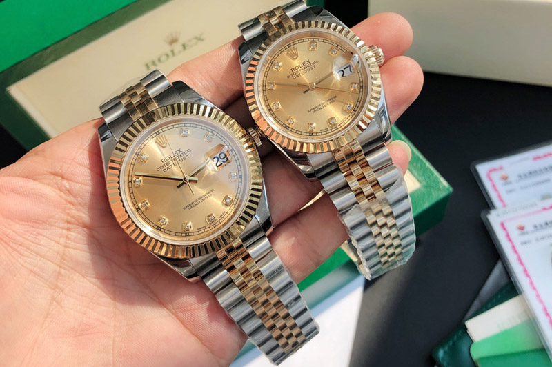Rolex DateJust 36/41mm 126333 1:1 Best Edition SS/YG Gold Wrapped Gold Dial Diamond Marker on Jubliee Strap