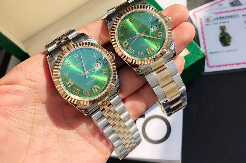Rolex DateJust 36 126333 1:1 Best Edition SS/YG Gold Wrapped Green Dial on Oyster/Jubliee Strap