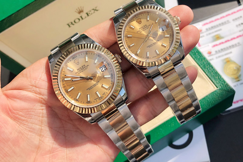 Rolex DateJust 36/41mm 126333 1:1 Best Edition SS/YG Gold Wrapped Gold Dial on Oyster Strap