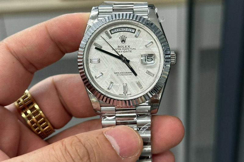 Rolex DayDate 40 SS GMF Gain Weight Meteorite Crystal Dial on President Bracelet A2836