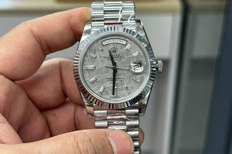 Rolex DayDate 40 SS GMF Gain Weight Meteorite Crystal Dial on President Bracelet A2836