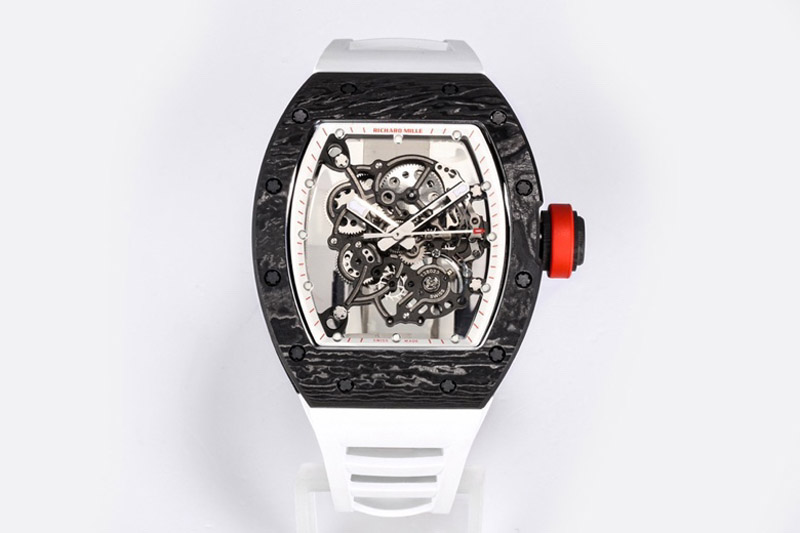 Richard Mille RM055 NTPT BBR Best Edition Skeleton White Dial on White Rubber Strap Clone RMUL2