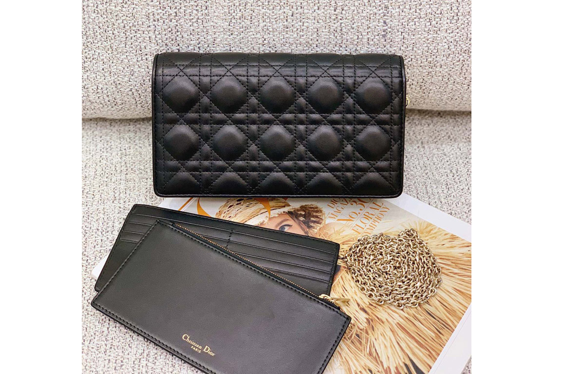 Dior S0204 Lady Dior pouch in Black Cannage Lambskin