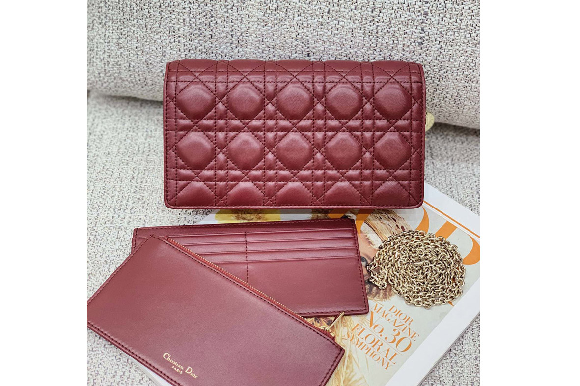 Dior S0204 Lady Dior pouch in Red Cannage Lambskin