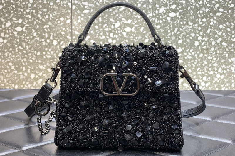 Valentino Garavani VSLING Mini handbag in Black EMBROIDERY