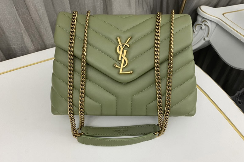 Saint Laurent 494699 YSL LOULOU SMALL BAG in Green Leather